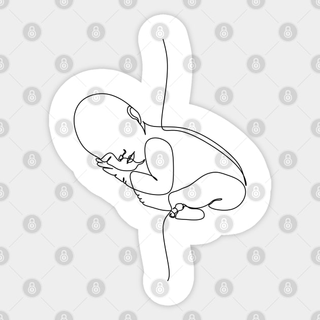 Newborn one  line art. Line drawing baby . Baby sleeping Sticker by OneLinePrint